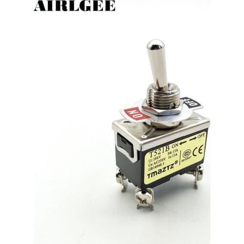 380V 15Amp Latching Actuator DPST ON/OFF 4 Pin Double Position Toggle Switch