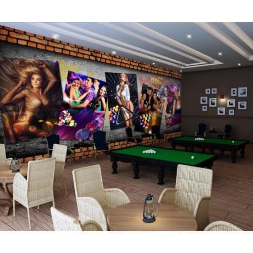 Custom 3d photo wallpaper 3d wall mural wallpaper the billiard table tennis ventricular sense beauty background wall brick wall