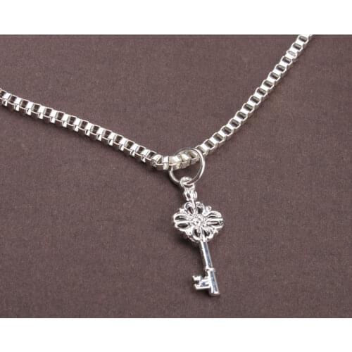 6PCS Bright Shiny Silver Color Metal key Gymnast animal etc Charm Pendant Venice Chain Necklace