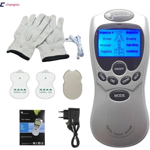 Digital Therapy Machine Full Body Massager Acupuncture 2 Pads+Gloves+Charger
