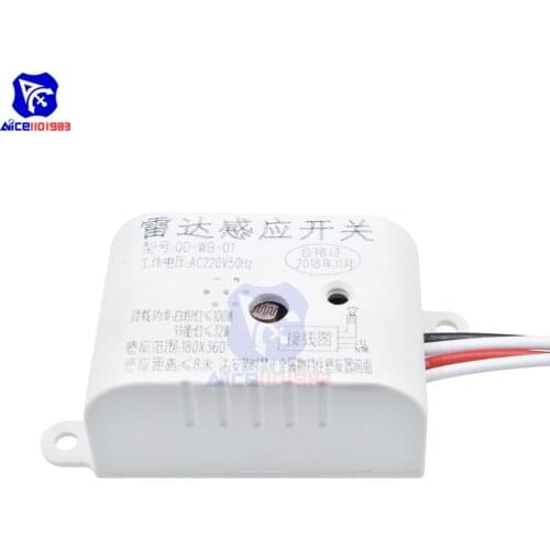 Diymore 220V AC 50Hz Auto Infrared Sensor Swicth Body Motion PIR Microwave Radar Sensor Module Sensitivity 7LUX LED Light Lamp