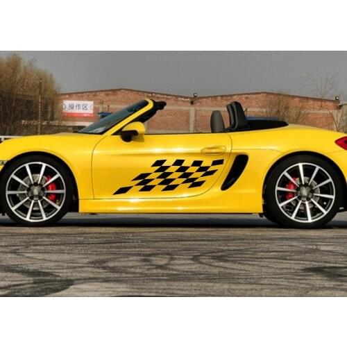 Car Deals Grid racing sport flags 41'' for Boxster Cayman 911 918 Vinyl Side Door Stickers CE47