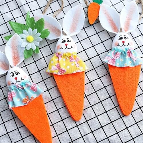 Easter Banner Carrot and Bunny Bunting Garland Easter Decoration Artificialwall hanging Home Party Decor DIY Hanging Ornaments