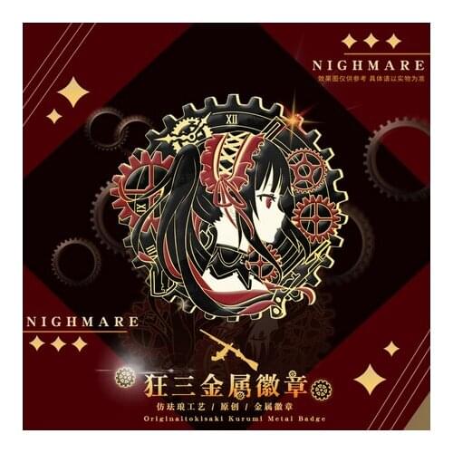 2021 DATE A LIVE Tokisaki Kurumi Badge Button Brooch Pins Cosplay Costume Collection Gifts Cartoon Clothing Decor Xmas