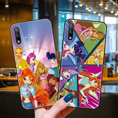 Phone Case For Huawei Honor 9X 9 10 8X 8A 8S i 7X 7A 20 A Lite Pro Black Cover Waterproof Soft Funda Luxury Back 3D Girl Winx