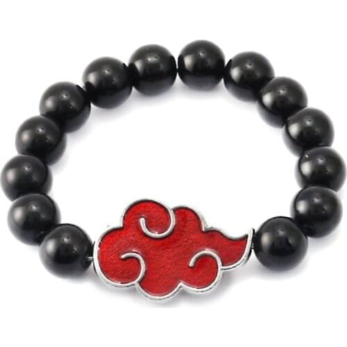 Black Bracelet beads Men Anime Akatsuki Red Cloud Bracelets Bangles Charm Wrap Bracelet Handmade yoga Jewelry pulseras hombre