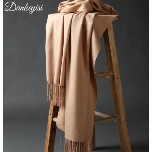 DANKEYISI Luxury Winter Scarf Women Thicken Warm Scarves Wool Cashmere Scarf Man Wrap Pashmina Tassels Solid Color Scarf hijab