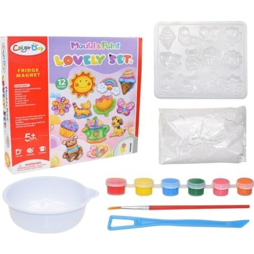 DIY Plaster Mould Refrigerator Magnets Set Handmade Lovely Colored Drawing Module for Children Friends