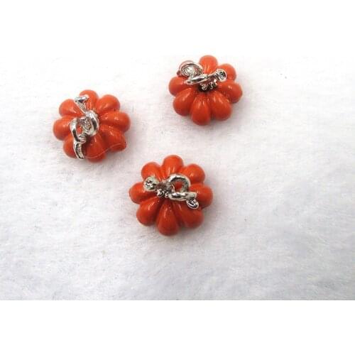 10pcs 3D Orange Pumpkin Enamel Charms Halloween Jingle Bell Metal Pendants DIY Earring Accessories Bracelet Jewelry Making