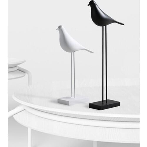European living room wine cabinet TV cabinet porch creative black and white bird soft decoration desktop ornaments