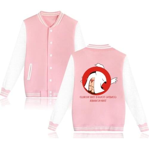 Funny Ghostbusters Baseball Uniform Fleece jacket Women Men Streetwear Hip Hop Long Sleeve Pink Hoodie Sweatshirt Tumblr Clothes