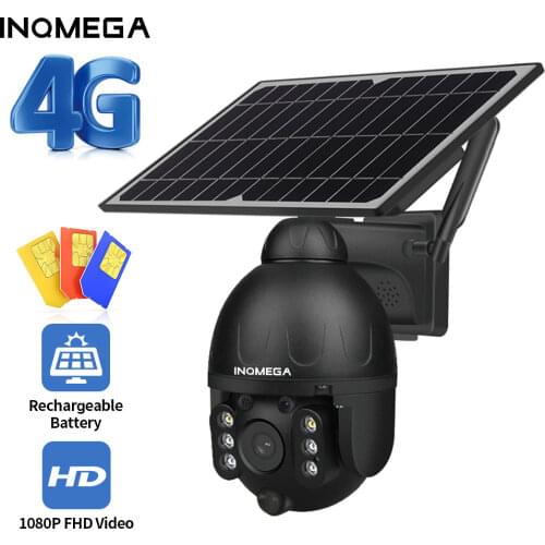 INQMEGA Outdoor Solar Camera 4G SIM Card Wireless Security Detachable Solar Cam Battery CCTV Video Surveillance Smart Monitor