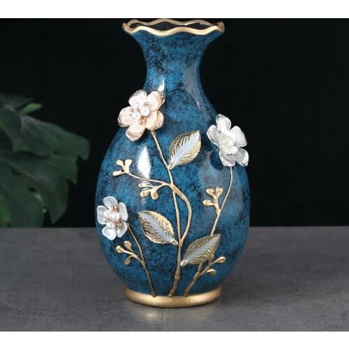 Ceramic vase 3D Stereoscopic dried flowers arrangement wobble plate living room entrance ornaments home decorations