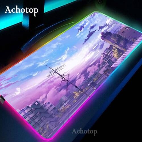 LED Light Mousepad RGB Kawaii Moon landscape Keyboard Cover Desk-mat Colorful Surface Mouse Pad Waterproof World Computer Gamer