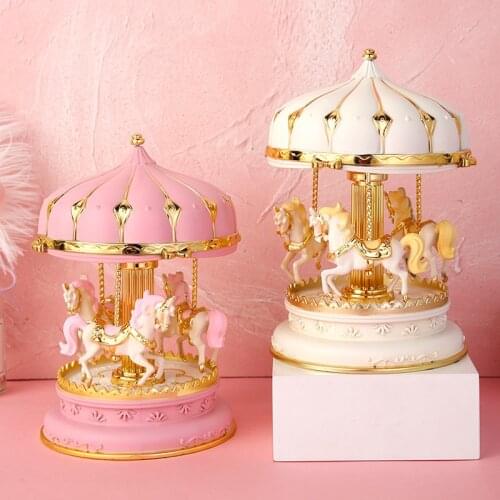 Colorful Music Boxes Merry-Go-Round Toy Carousel Art Crafts Figurine Desktop Decoration Ornament Sculpture Gift For Children