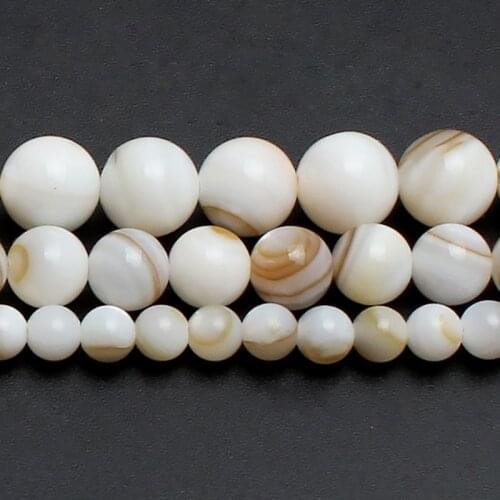 4/6/8mm Natural Freshwater White Shell Beads Round Spacer Beads For Accessories Jewellery Making DIY Bracelet 15inch