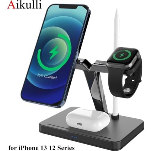 4 in 1 Wireless Charger Stand Magnetic Holder Fast Charging Station for iPhone 13 12 Pro Max Mini Apple Watch 6 Pencil 1 Airpods