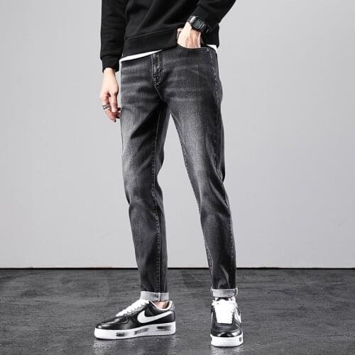 Autumn New Men Tight Jeans High Quatily Male Slim Casual Denim Trousers Simplicity Black Skinny Pencil Pants Size 28-38