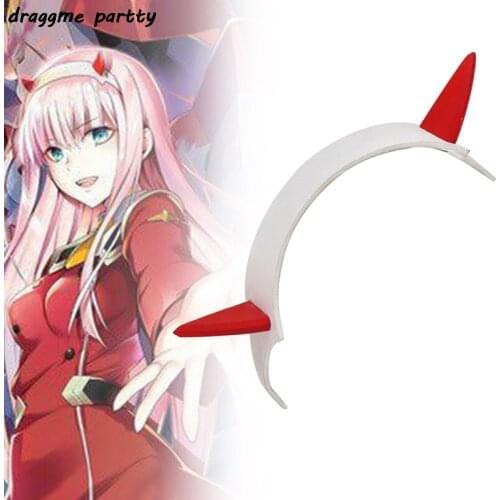 New Cartoon Anime DARLING In The FRANXX Zero Two Cosplay Prop Headwear PVC Horn Headband Hairband
