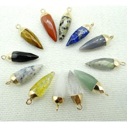2021 Natural Gem stone Quartz Crystal lapis Water droplets pendant for Diy Jewelry making necklace earrings Accessories 10pcs