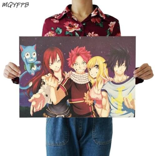 Anime Fairy Tail Kraft Paper Poster Family Decoration Wall Sticker Gift 50.5x35cm