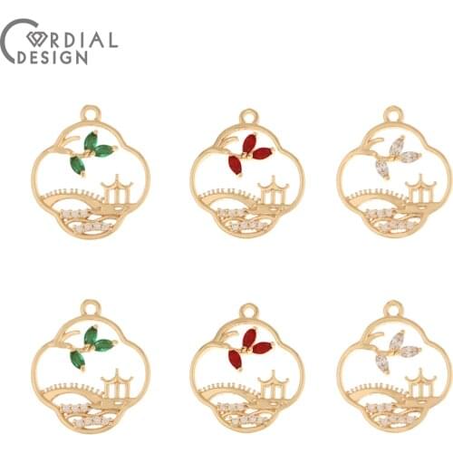 Cordial Design 50Pcs 15*18MM Jewelry Accessories/CZ Charms/Hand Made/DIY Pendant/Earrings Making/Jewelry Findings & Components