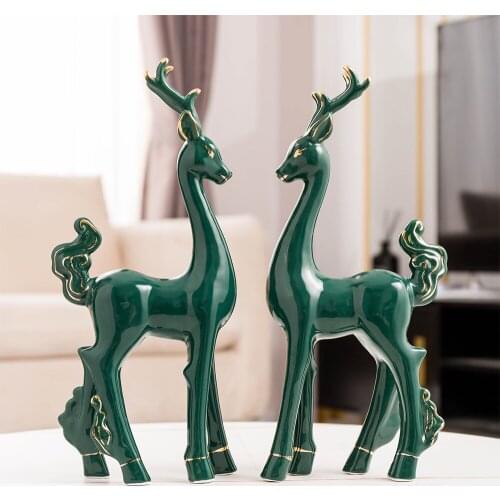 Home Decoration Accessories Modern Ceramic Deer Statues for Decoration Living Room Decoration Modern Art Sculpture Souvenir Gift