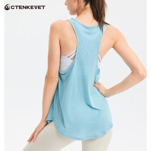 Sleeveless Loose Sports Blouse Fitness Vest Women Gym Push-ups Running Training Top Sexy Breathable Sportswear T-Shirts S-XL