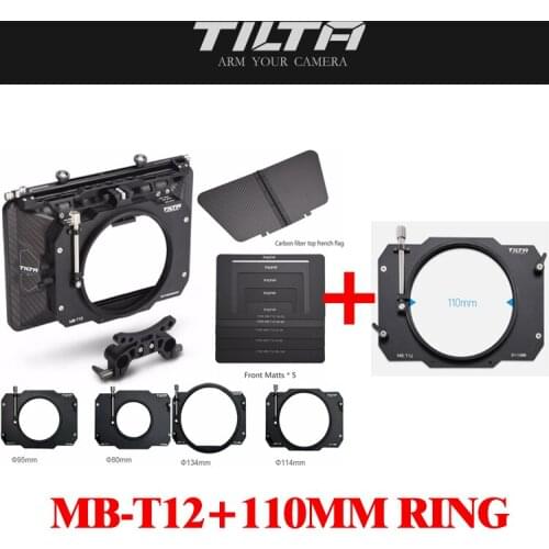 Tilta MB-T12 4*5.65 Lightweight Carbon Fiber Matte box (Clamp on) and 110mm adaptor ring for DSLR HDV Camera Rig
