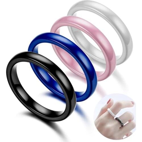 YWSHK 3mm Blue Pink Black White Thin Ceramic Rings For Women Jewelry Minimalist Simple Smooth Shiny Sizes 4 to 11 Never Fade