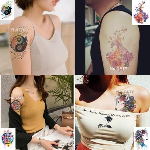 Nu-TATY Waterproof Temporary Sticker Colorful series Colorful Flower Fox Chinese Yin Yang eye Color tiger Tattoo stickers