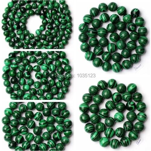 High Quality 4-12mm Synthesis Green Malachite Round Shape Gem Loose Beads Strand 15" DIY Creative Jewellery Making wj230