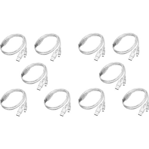 Lot 10pcs High Quality Transparent USB 2.0 Male + Mini 5 Pin Male Host OTG Data Power Y Splitter Cable for Mobile HDD Hard Drive