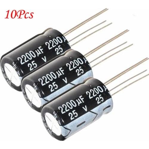 10Pcs High Quality 2200uf 25V 13 x 20mm 105C Radial Aluminum Electrolytic Capacitors