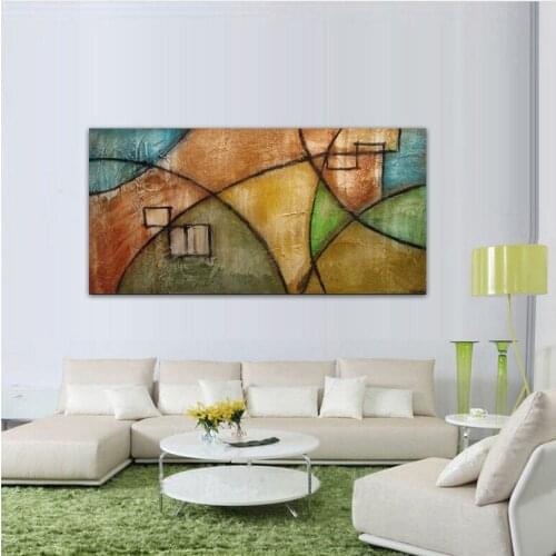 100% Handpainted Modern Abstract Colourful Canvas Painting Wall Quardro Home Decoration for Living Room Wall Children Gift