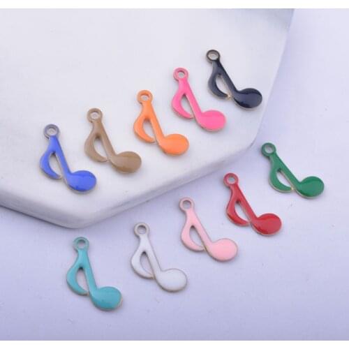 30pcs 15*9mm Copper Both Side Enamelled Beating Notes Charms Musical Note Pendant DIY Jewelry Making
