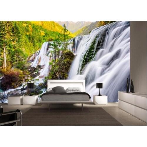 3d wallpaper custom photo mural woods waterfall scenery decoration painting 3d wall murals wallpaper for walls 3 d living room