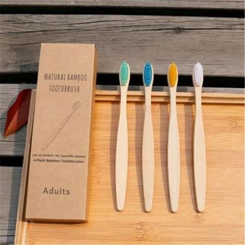 5pcs/pack Toothbrush Eco Friendly Bamboo Handle Soft bristles biodegradable Environmentally Portable Travel Tooth Brush Set