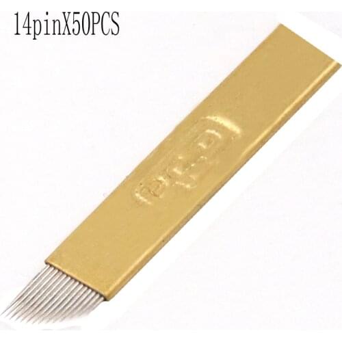 50pcs 14 pin pcd Eyebrow Tatoo Blade permanent makeup microblading needles for 3D Embroidery Manual Tattoo Pen