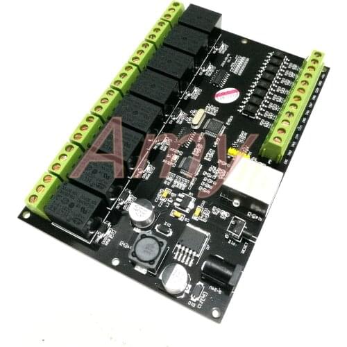 8 way network relay, IP/ Ethernet access controller, MODBUS TCP 8 into the 8 switch, pass through