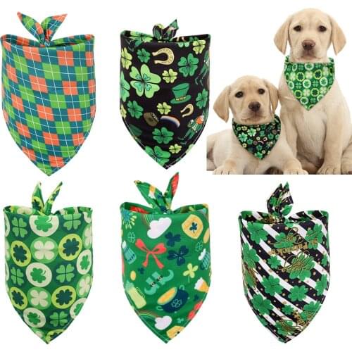 1 Pcs St. Patricks Day Dog Bandana Pet Dog Bandanas Scarf Polyester Small Dogs Cats Bandana Bibs Pet Accessories Supplies