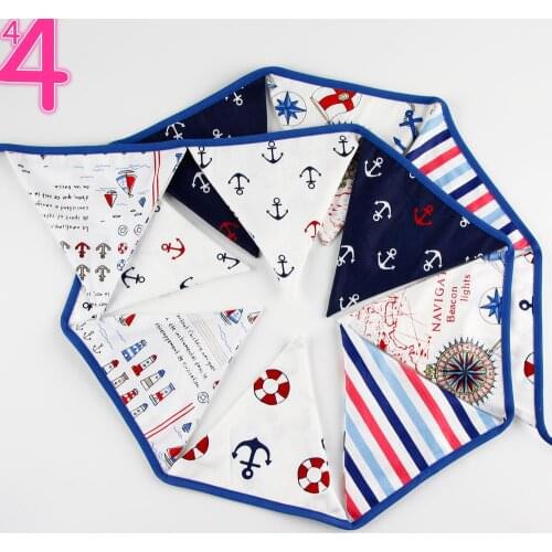 100% Cotton Nautical Anchor Pennant Banner for Boys Birthday Baby Shower