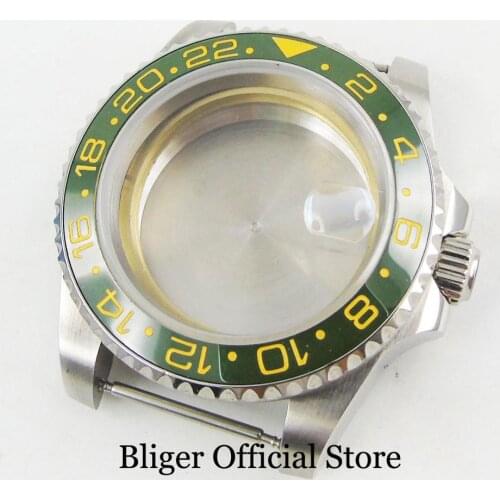 BLIGER Stainless Steel 40mm Watch Case with Ceramic Bezel Sapphire Glass Fit ETA 2836 MIYOTA 8215 Automatic Movement