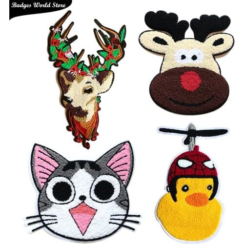 Christmas Deer Decorative Patch icon Towel Embroidered Applique Patches For DIY Iron on Badges Stickers on backpack,the clothes
