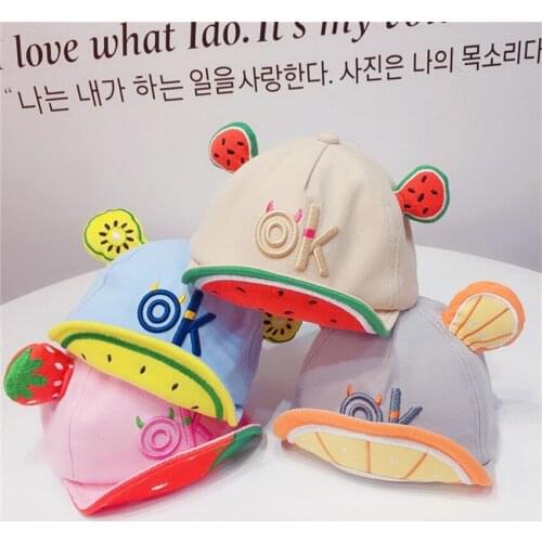 Kids Cotton Hats Baby Boys Girls Kids Spring Summer Sun Hat kwaii Cute Fruit OK Baseball Cap Casquette Enfant Hat Outdoor