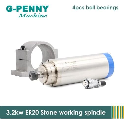 New ! Stone working 220V ER20 3.0kw CNC Water Cooled Spindle Motor 3kw woodworking spindle motor & 100mm cast aluminium Bracket