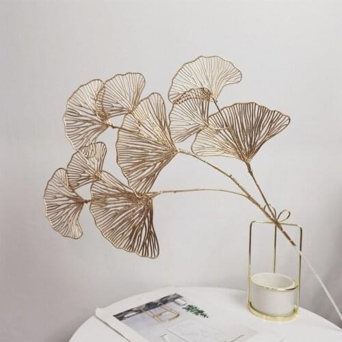 Golden Eucalyptus Leaves Fan Leaf Fake Plants for Wedding Road Leads Decor Flower Arrangement Material Home Christmas Decor