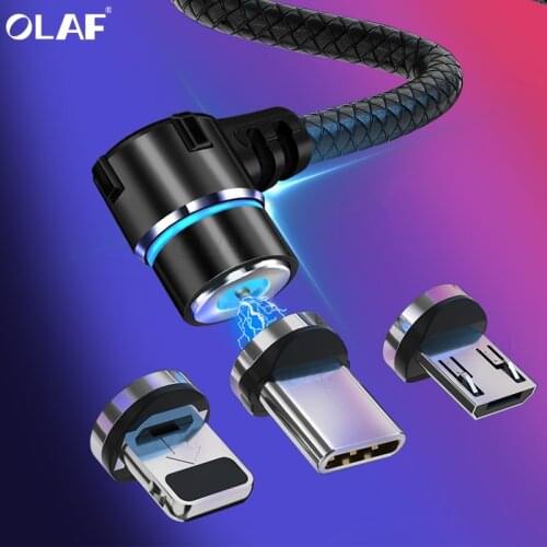 Magnetic Cable Micro USB Cable For iPhone Samsung Xiaomi USB Type C Magnet Charger 90 Degree LED Magnetic USB Charging Cables