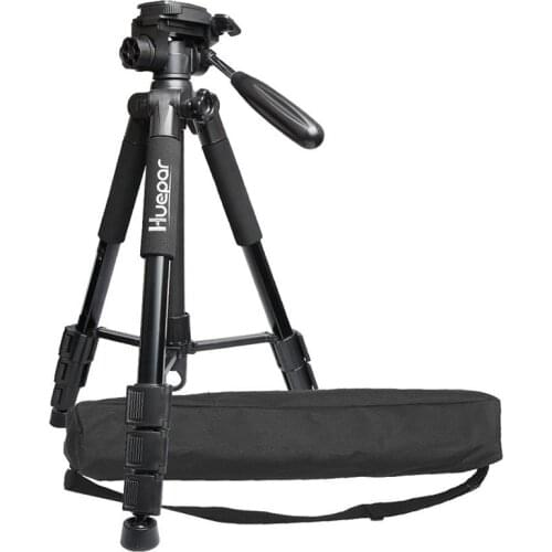 Huepar TPD14 Multi-function Travel Camera Tripod with 3-Way Swivel Pan Head,Bubble Level/ Adjustable Laser Level Tripod