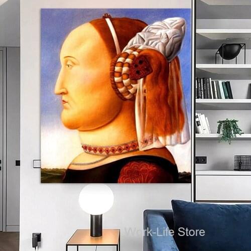 Battista sforza (after piero della francesca) Canvas Paintings By Fernando Botero Posters and Prints Living Room Wall Art Mural
